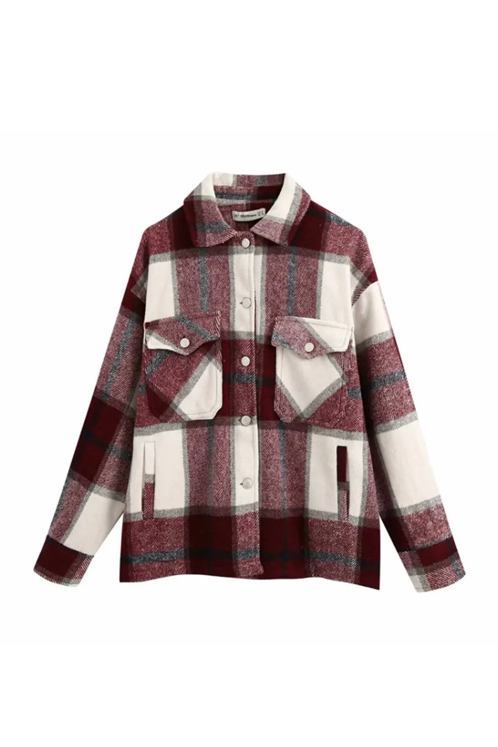 Flannel Loose Tweed Plaid Shirt Coat