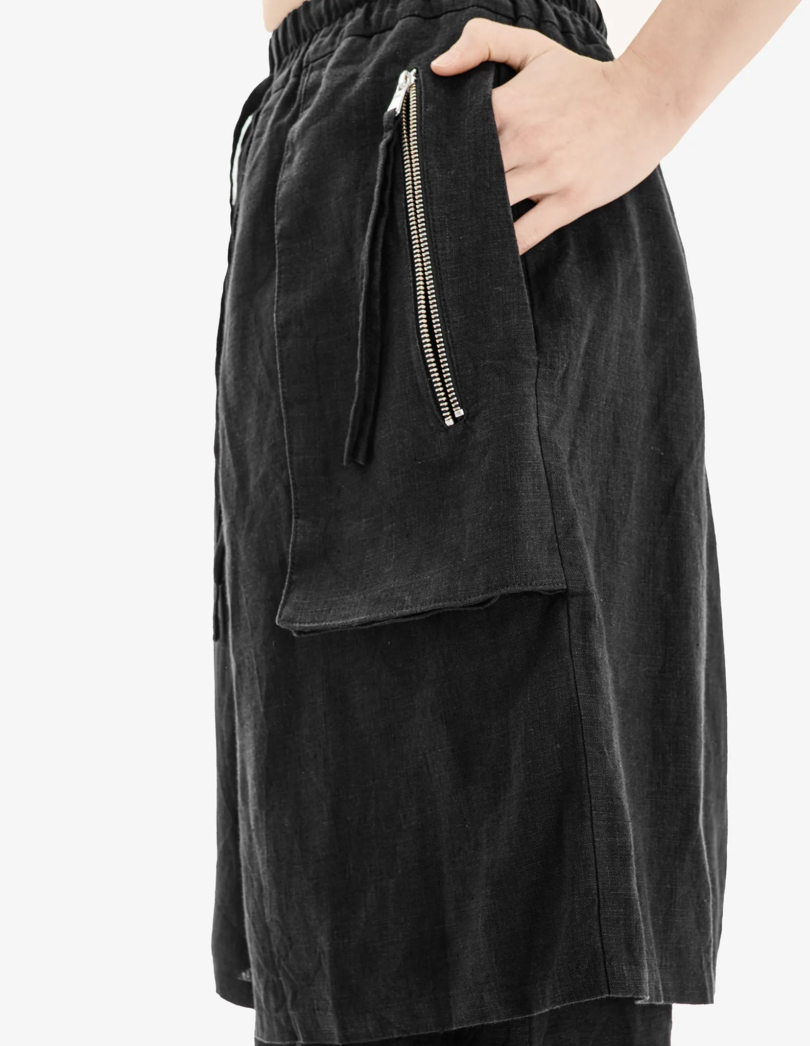 Flared-Skirt Linen Shorts