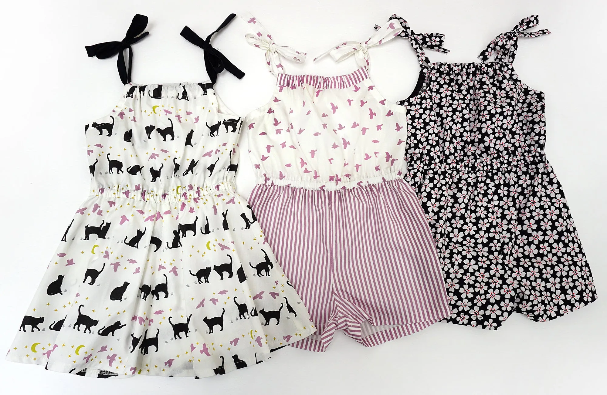 Flutter sleeve girls dress & romper sewing pattern Peachy Dress & Playsuit sizes 2-14 years