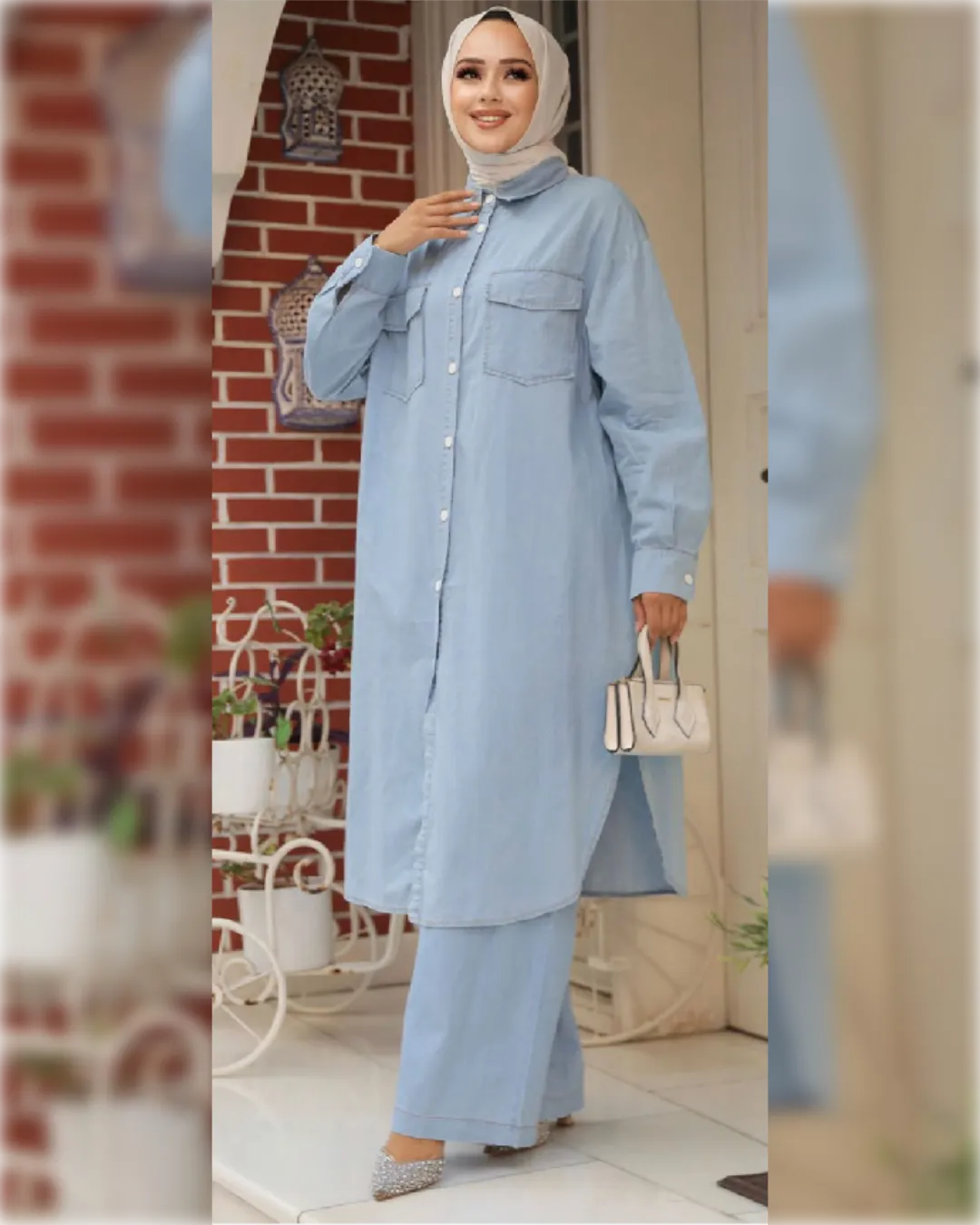 Formal Denim 2-Pieces Outfit in Light Shade  طقم جينز رسمي مكون من قطعتين باللون الأزرق الفاتح الجميل