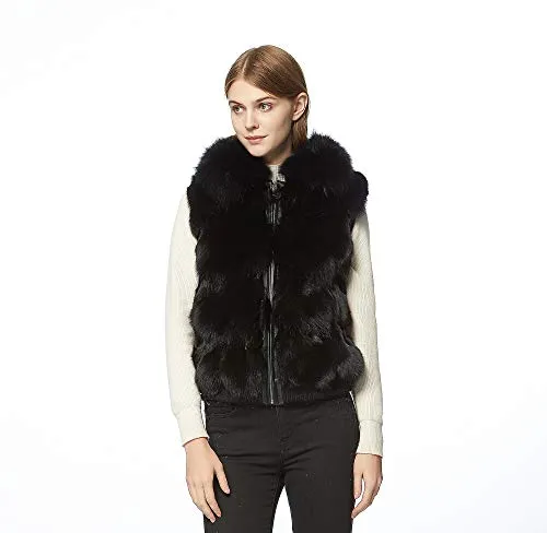 Fur story women's winter genuine fox fur warm sleeveless coat vest