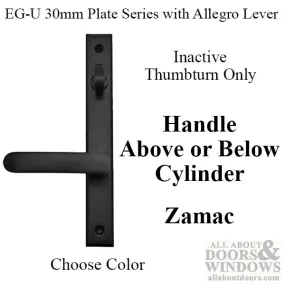 G-U Allegro Handle and 30mm Plate Series, Zamac, Inactive, Thumbturn Only (Handles DO Move), Choose Color