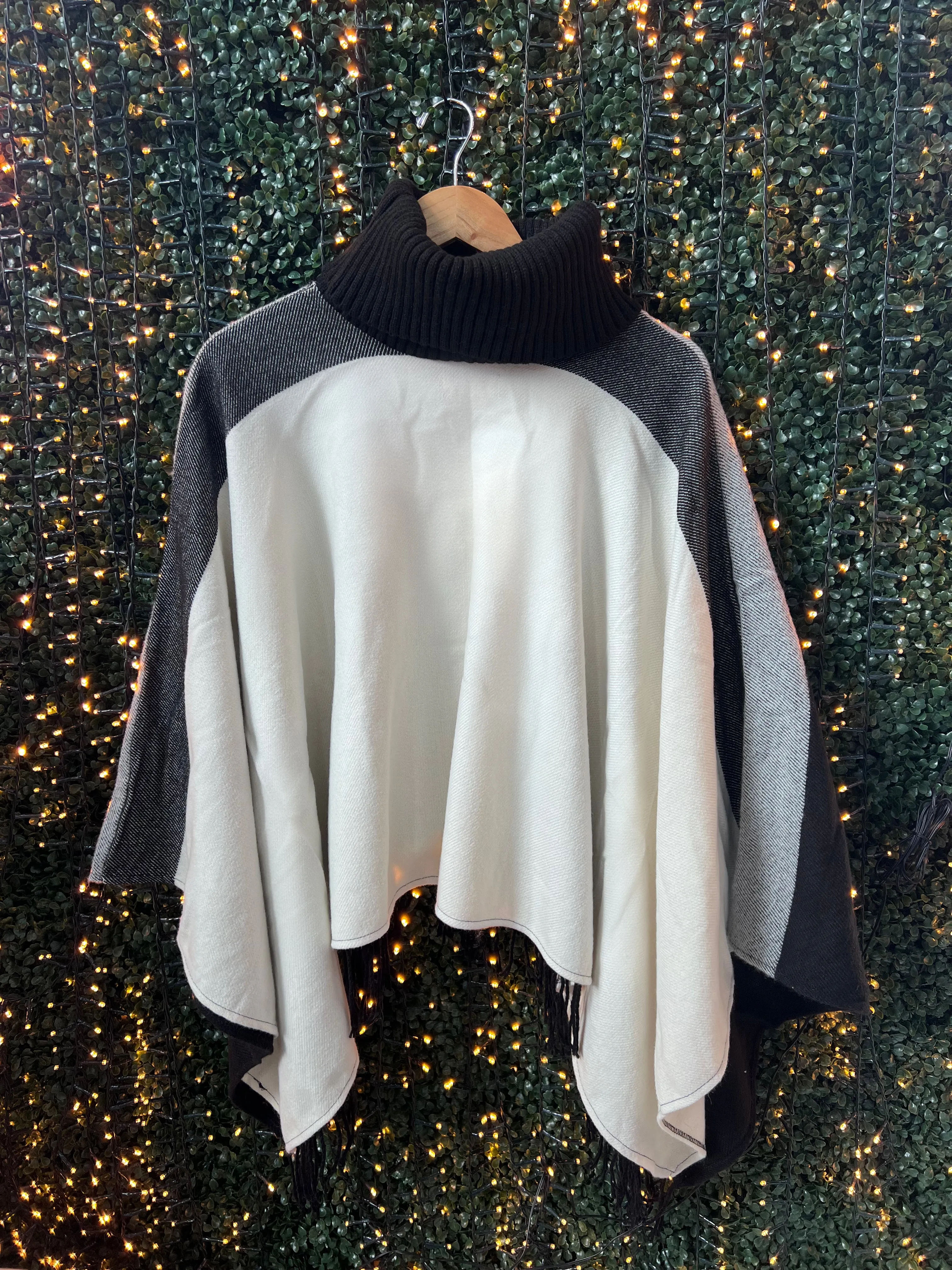 GANZ Two Toned Cowl Neck Poncho