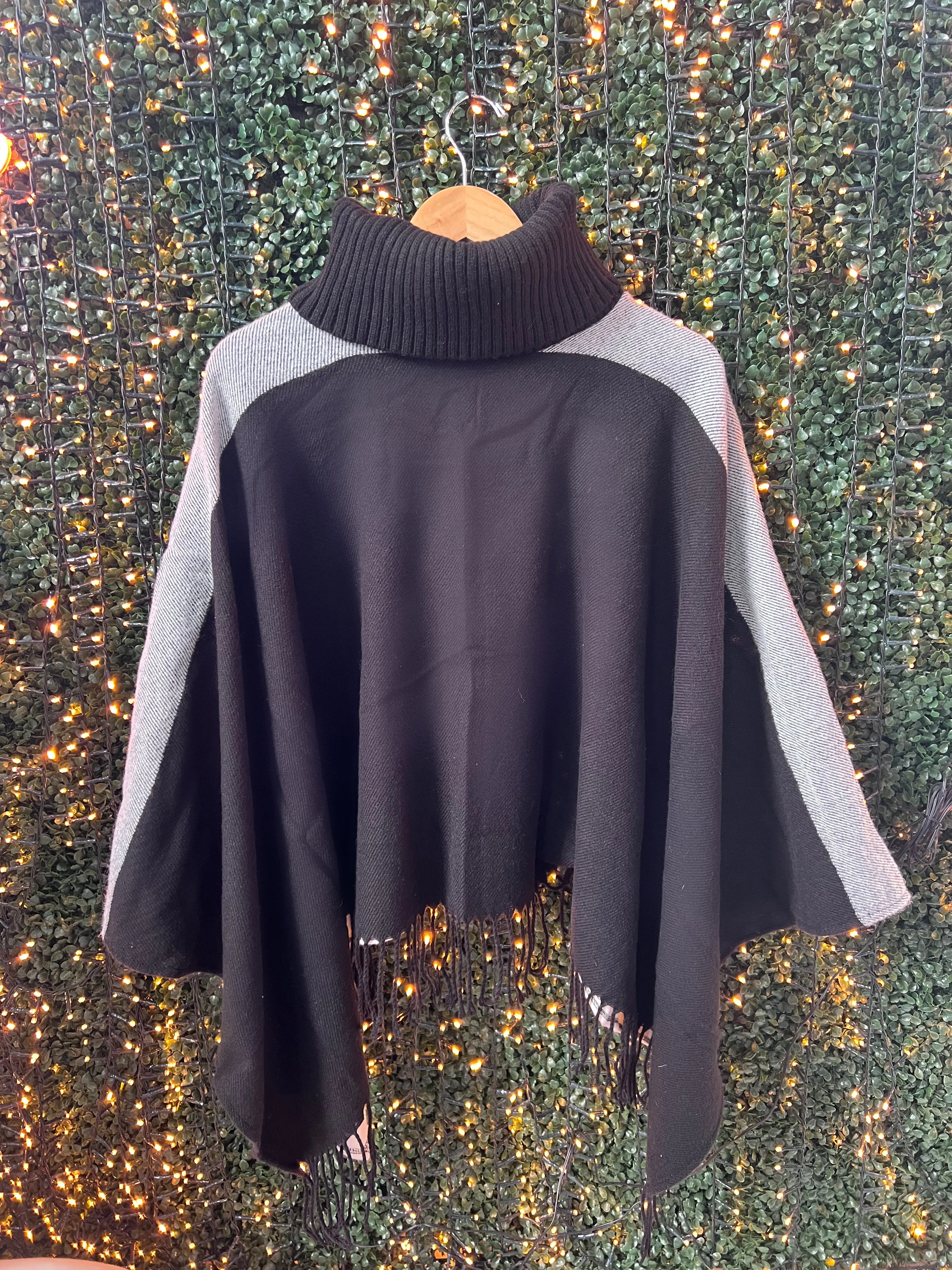 GANZ Two Toned Cowl Neck Poncho