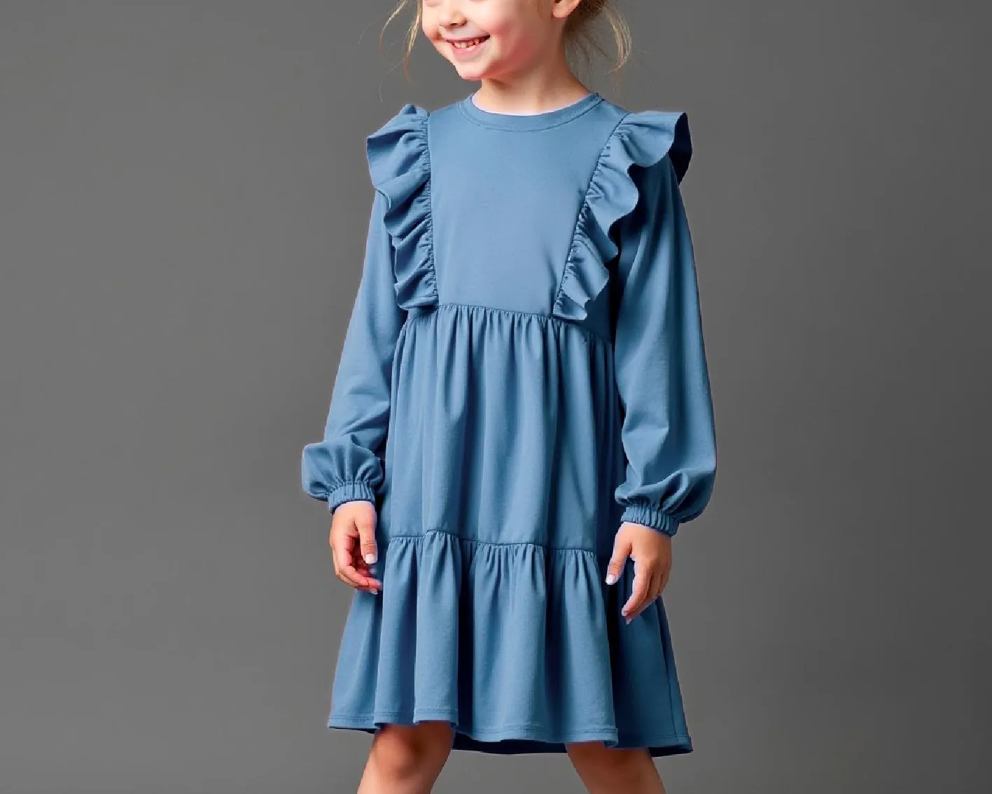 Girls Tiered Dress Sewing Pattern, PDF DIY Knee Length Dress with Frills, Ruffle Hem Pullover for Special Occasions