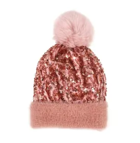 Glitzy Glam Pom Beanie: pink