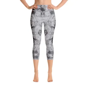 Grey Tie Dye Yoga Capri Leggings