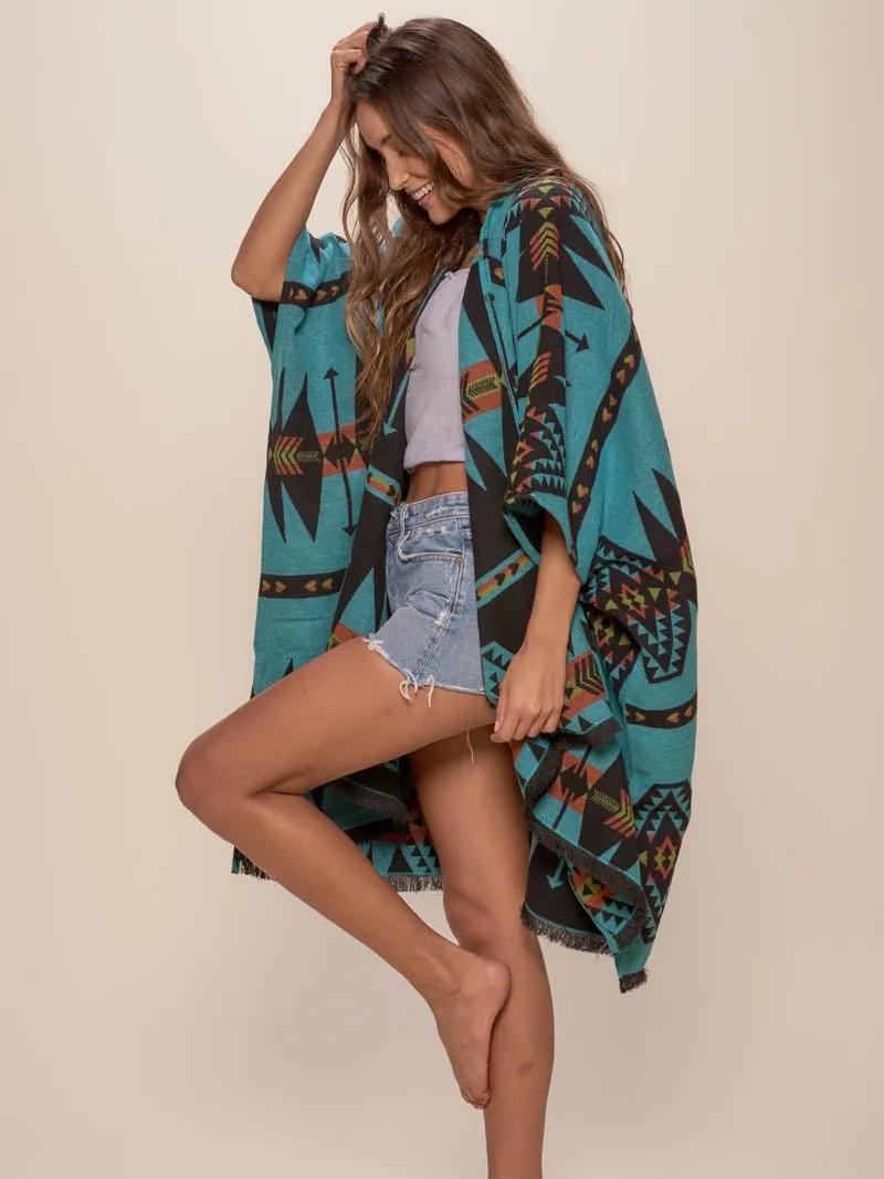 Grey Wolf Fabric Poncho | Women's