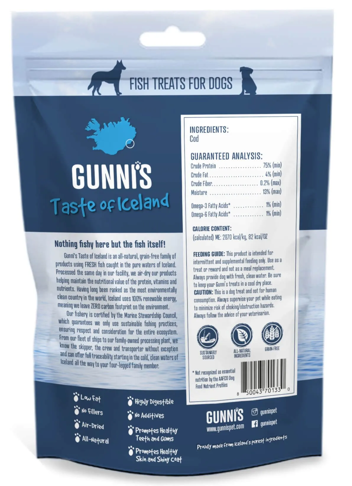 GUNNI’S Cod Chewy Sticks 4″ Dog Treats 3/Pcs