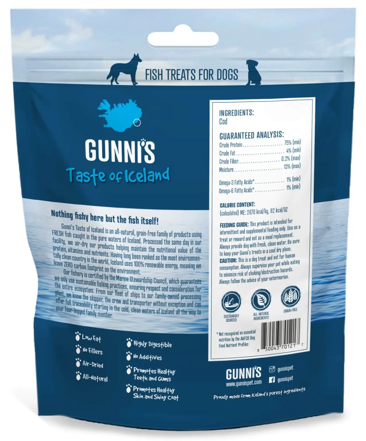 GUNNI'S Cod Skin Chips Dog Treats 255g