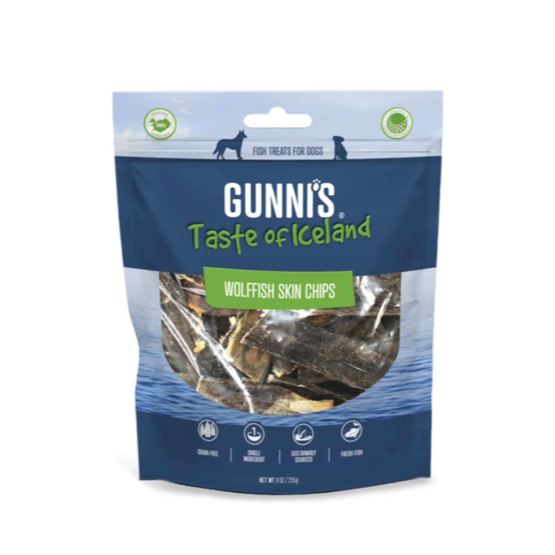 Gunnis Taste of Iceland Wolffish Skin Chips Dog Treats 225g