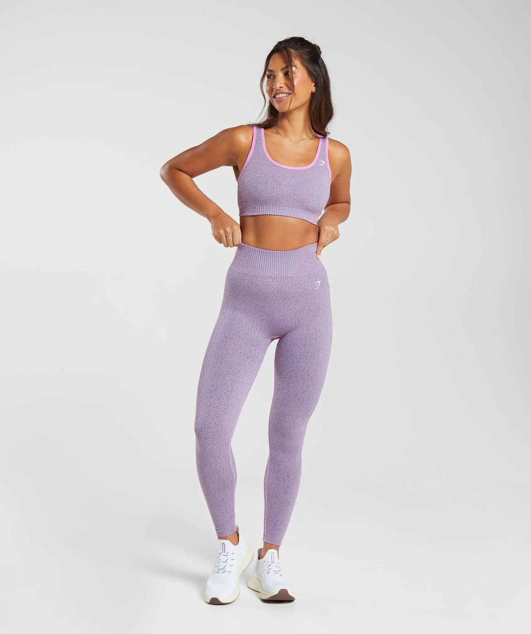 Gymshark Marl Seamless Leggings - Light Pink/Light Blue Marl/Sherbet Pink