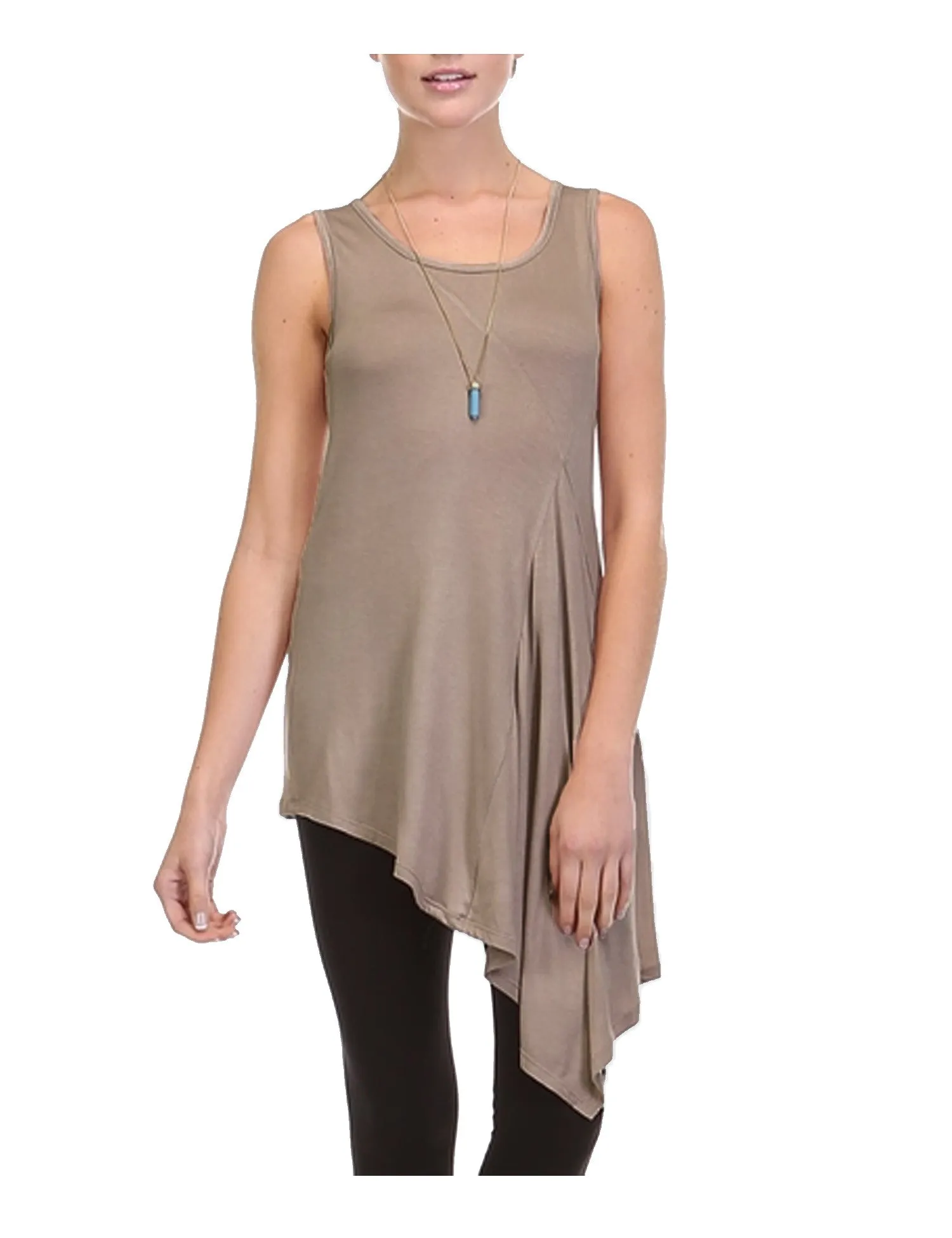 Handkerchief Hemline Sleeveless Tank Tunic Top