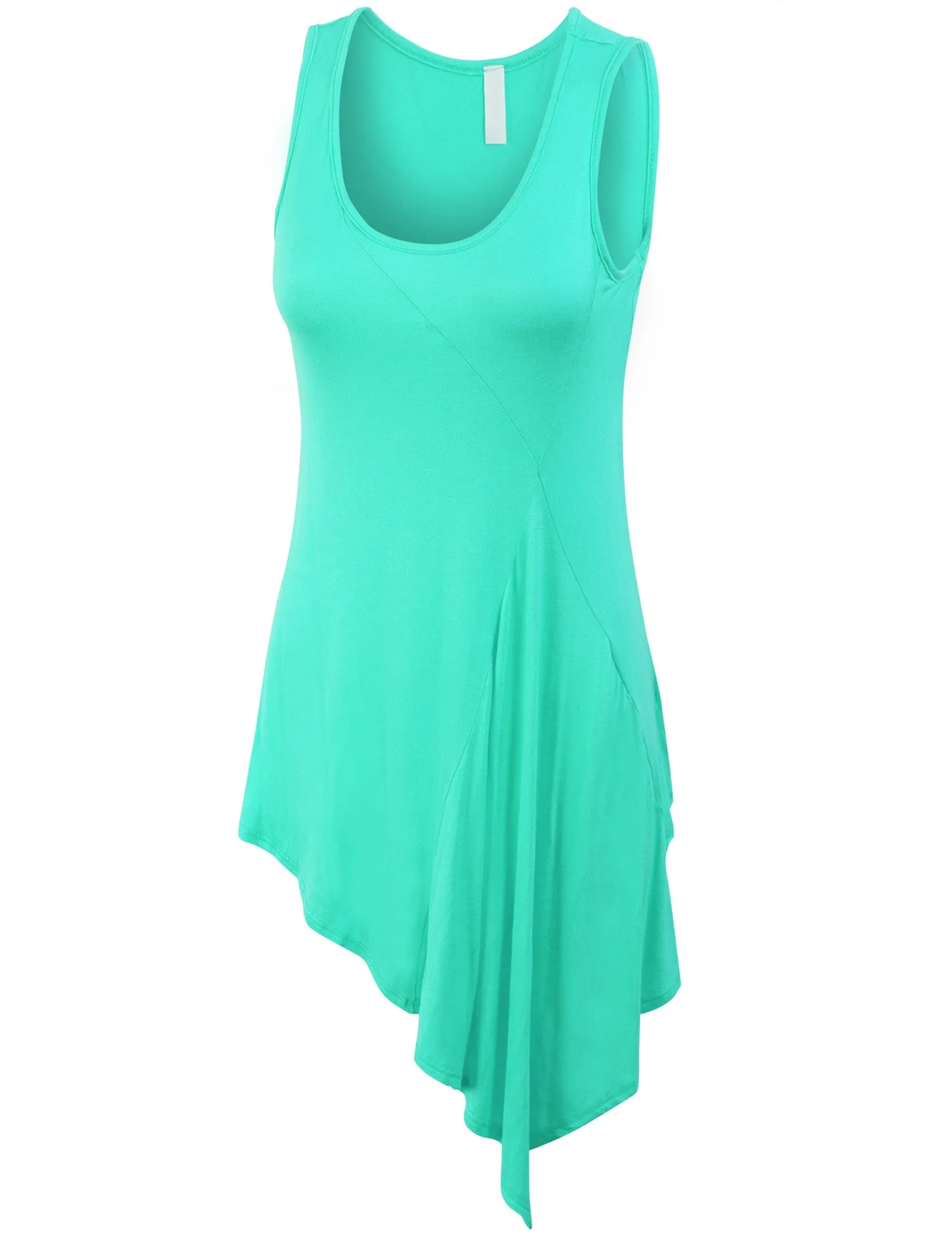 Handkerchief Hemline Sleeveless Tank Tunic Top