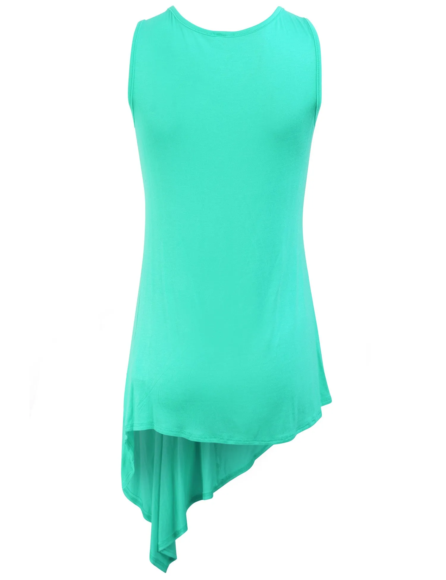 Handkerchief Hemline Sleeveless Tank Tunic Top