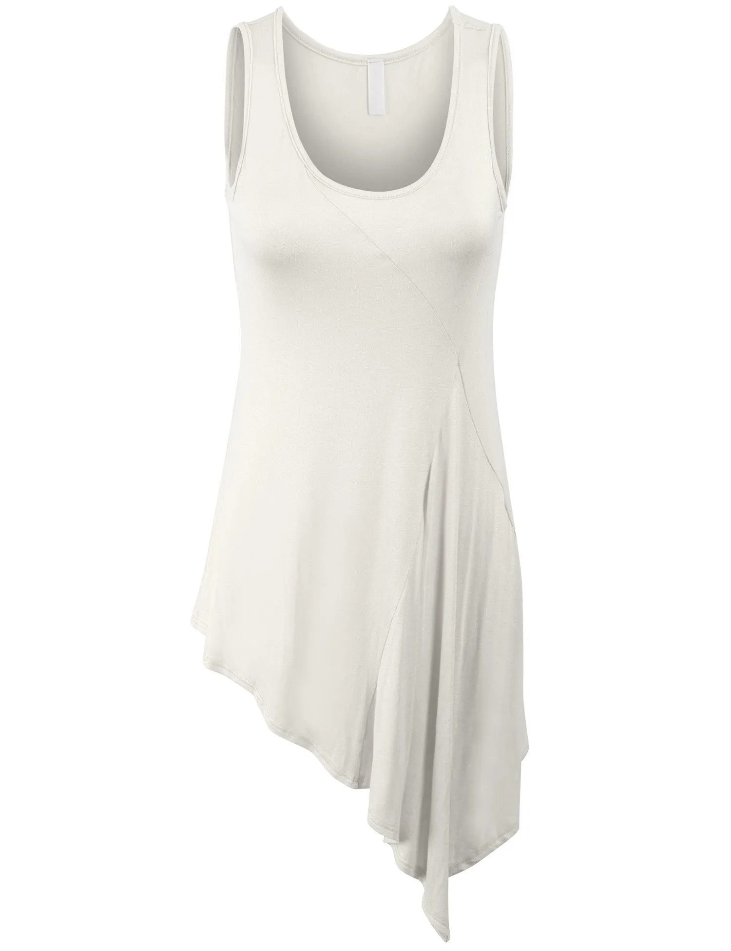 Handkerchief Hemline Sleeveless Tank Tunic Top