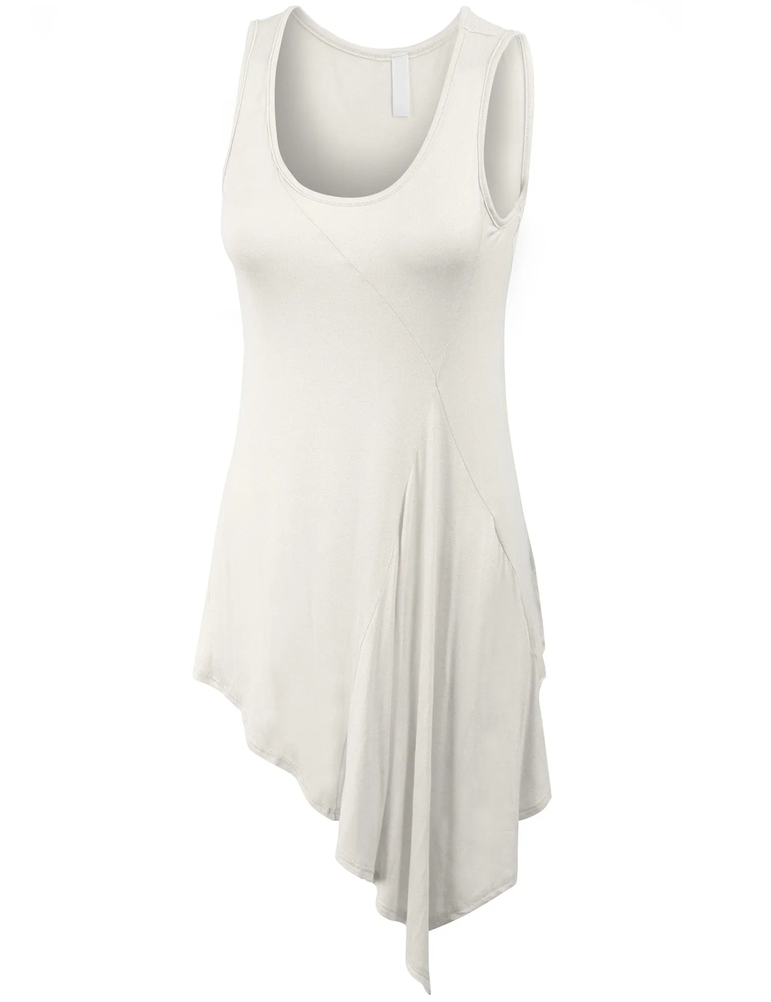 Handkerchief Hemline Sleeveless Tank Tunic Top