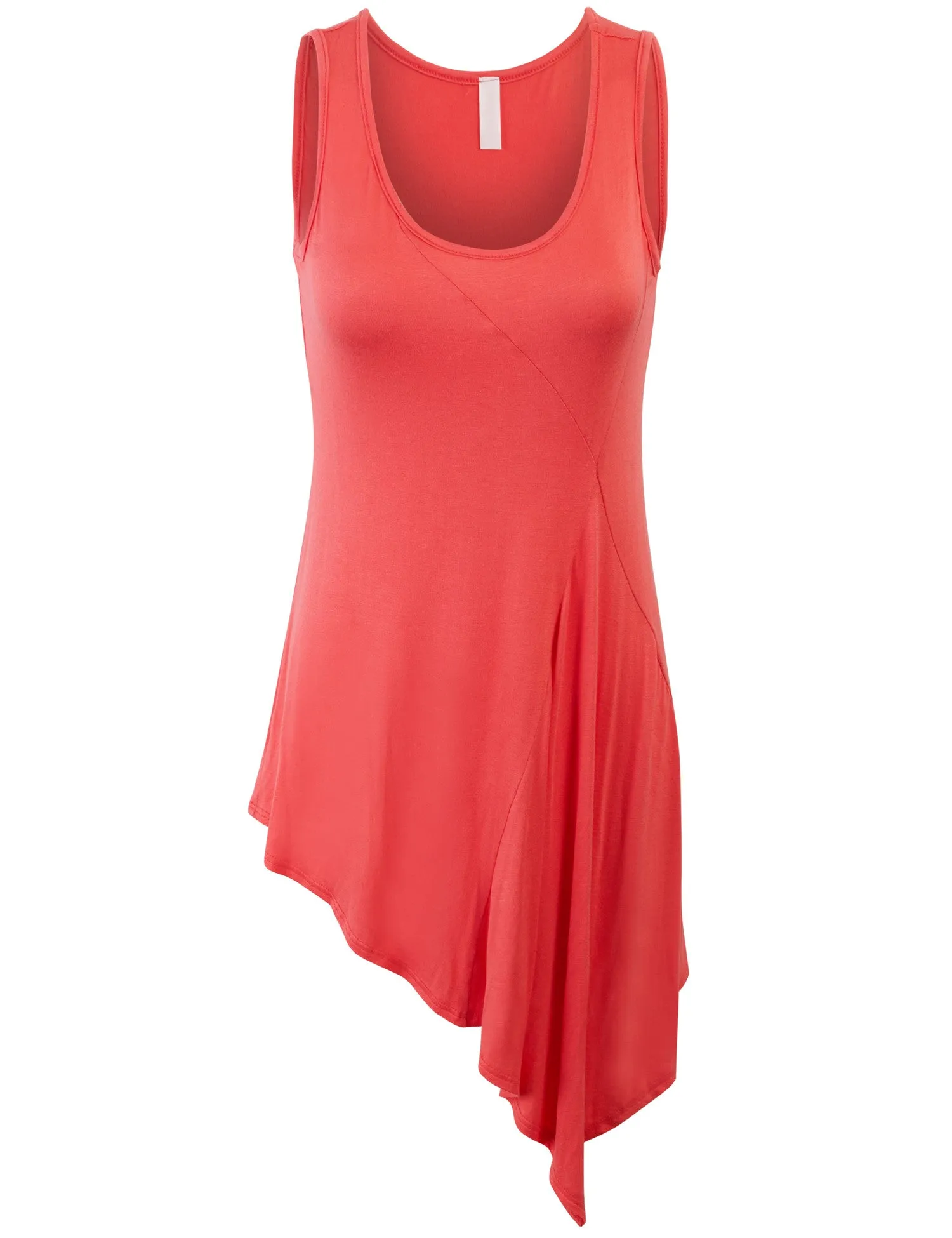 Handkerchief Hemline Sleeveless Tank Tunic Top