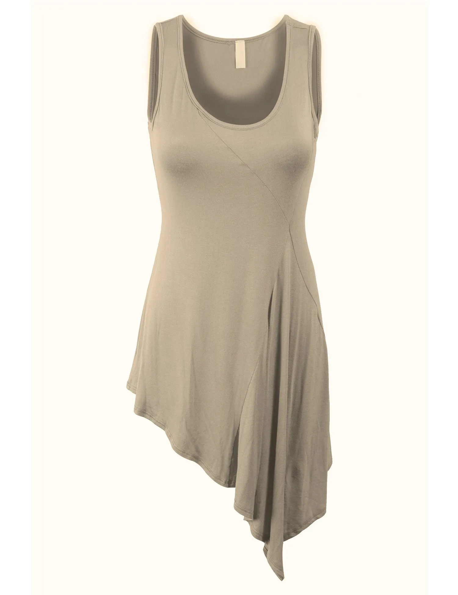 Handkerchief Hemline Sleeveless Tank Tunic Top