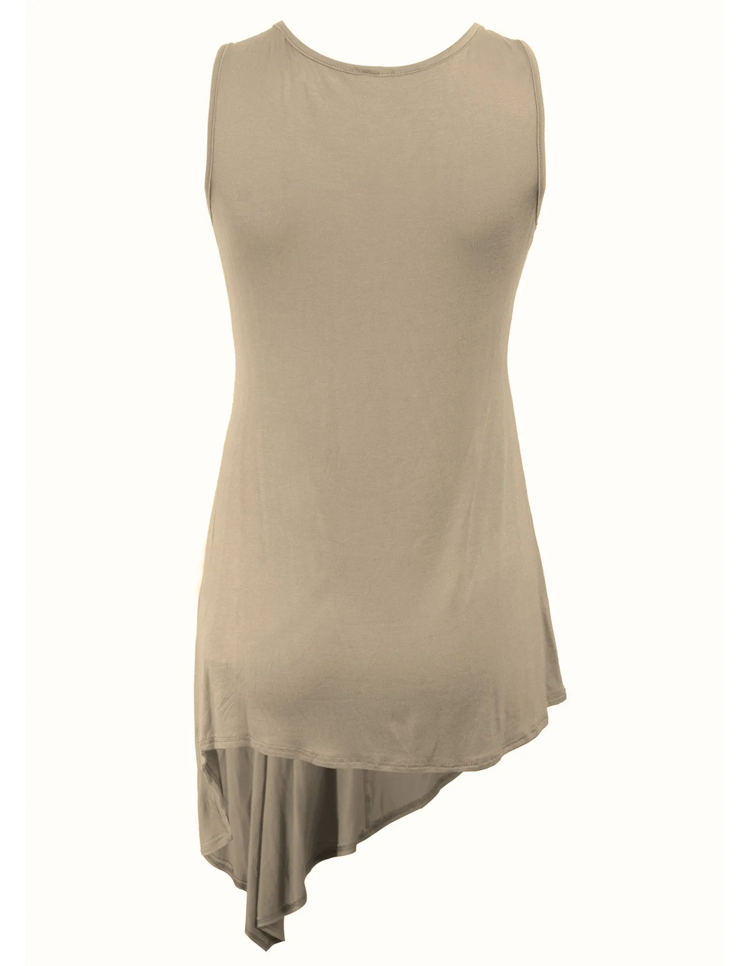 Handkerchief Hemline Sleeveless Tank Tunic Top