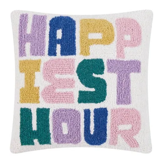 Happiest Hour Colorful Hook Pillow