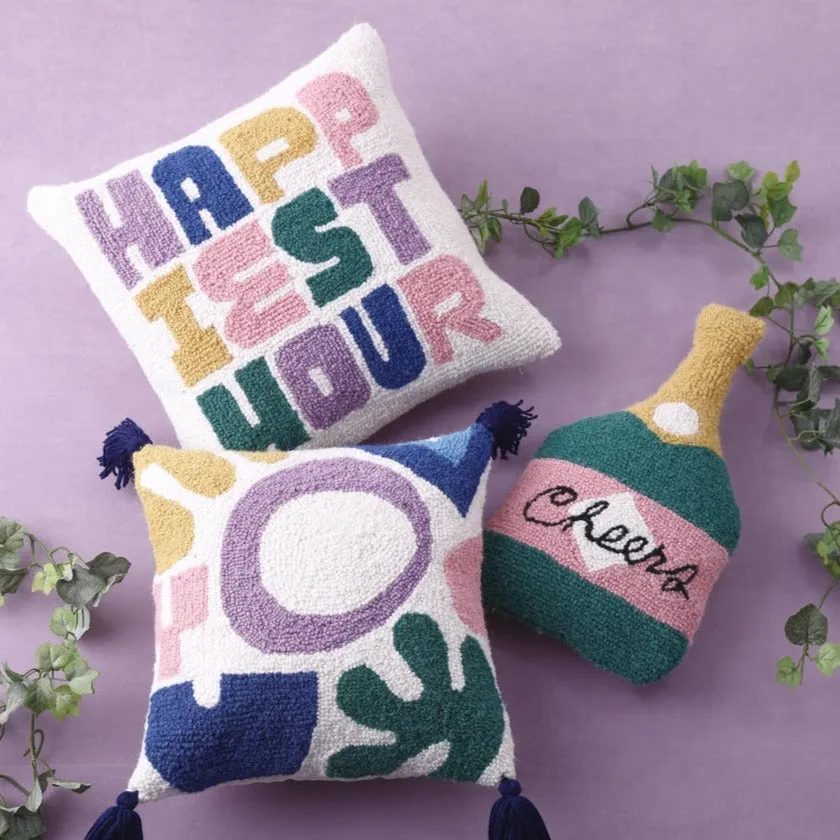 Happiest Hour Colorful Hook Pillow