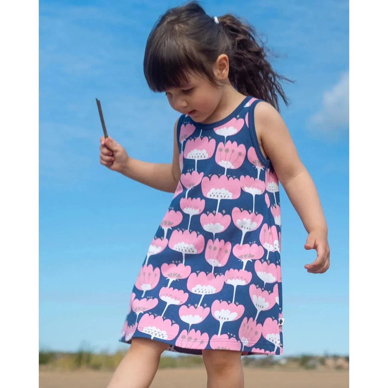 HELINA Sleeveless Dress - Blomma in Blueberry and Light Pink - 2 Left Size 2-3 & 9-10 years