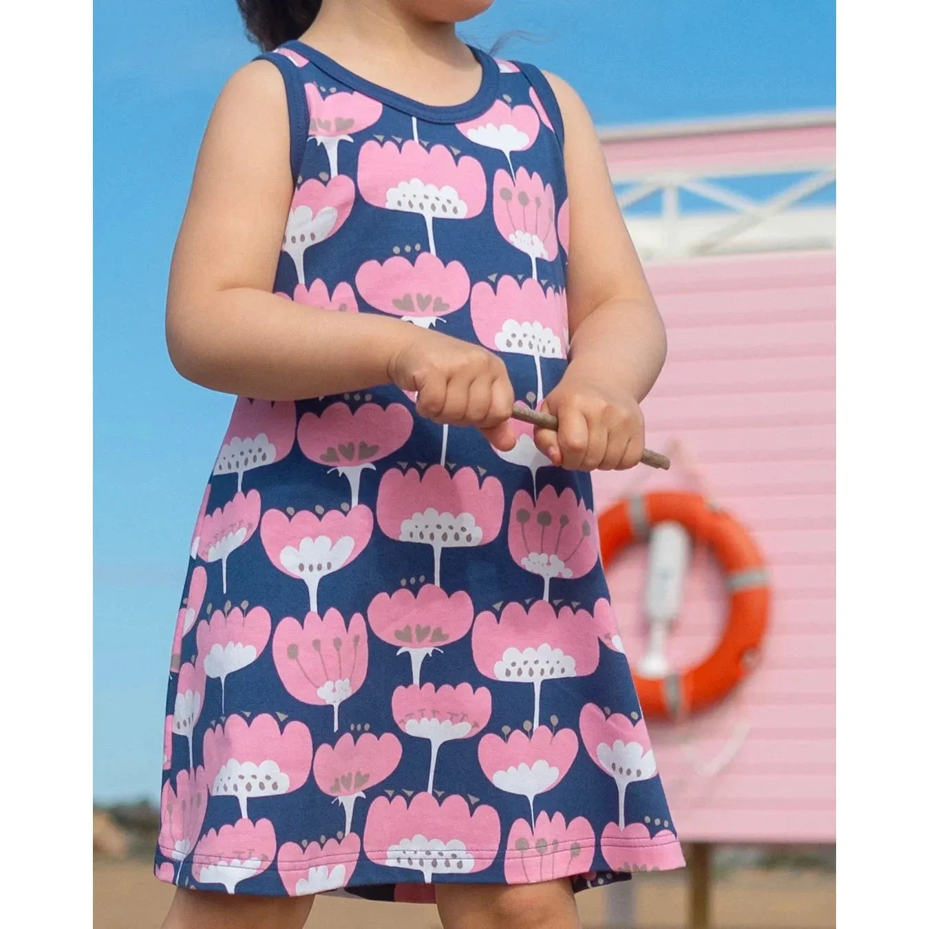 HELINA Sleeveless Dress - Blomma in Blueberry and Light Pink - 2 Left Size 2-3 & 9-10 years