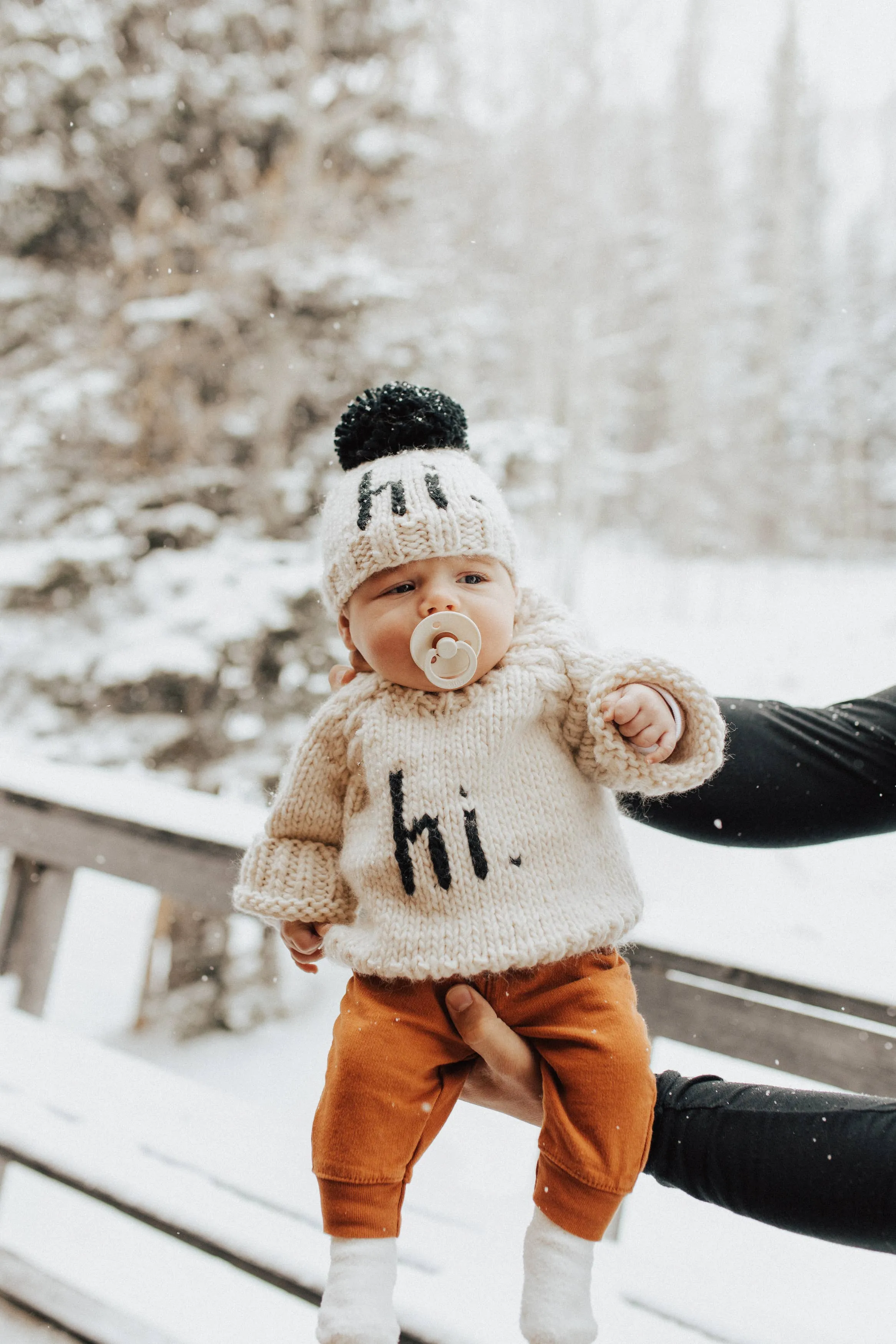 Hi. Black Hand Knit Beanie Hat Baby & Kids: S (0-6 months)