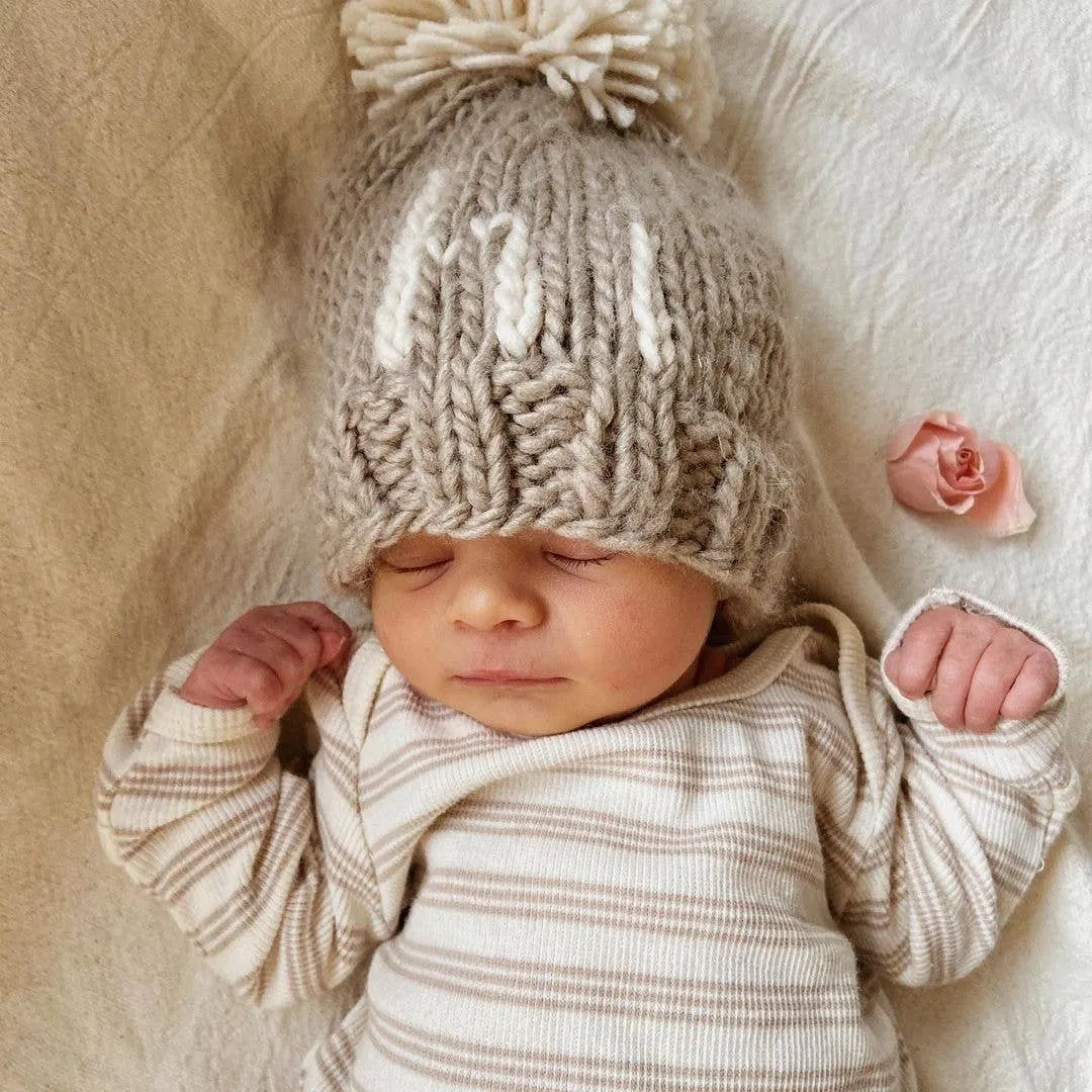 Hi. Pebble Brown Hand Knit Beanie Hat Baby & Kids: M (6-24 months)