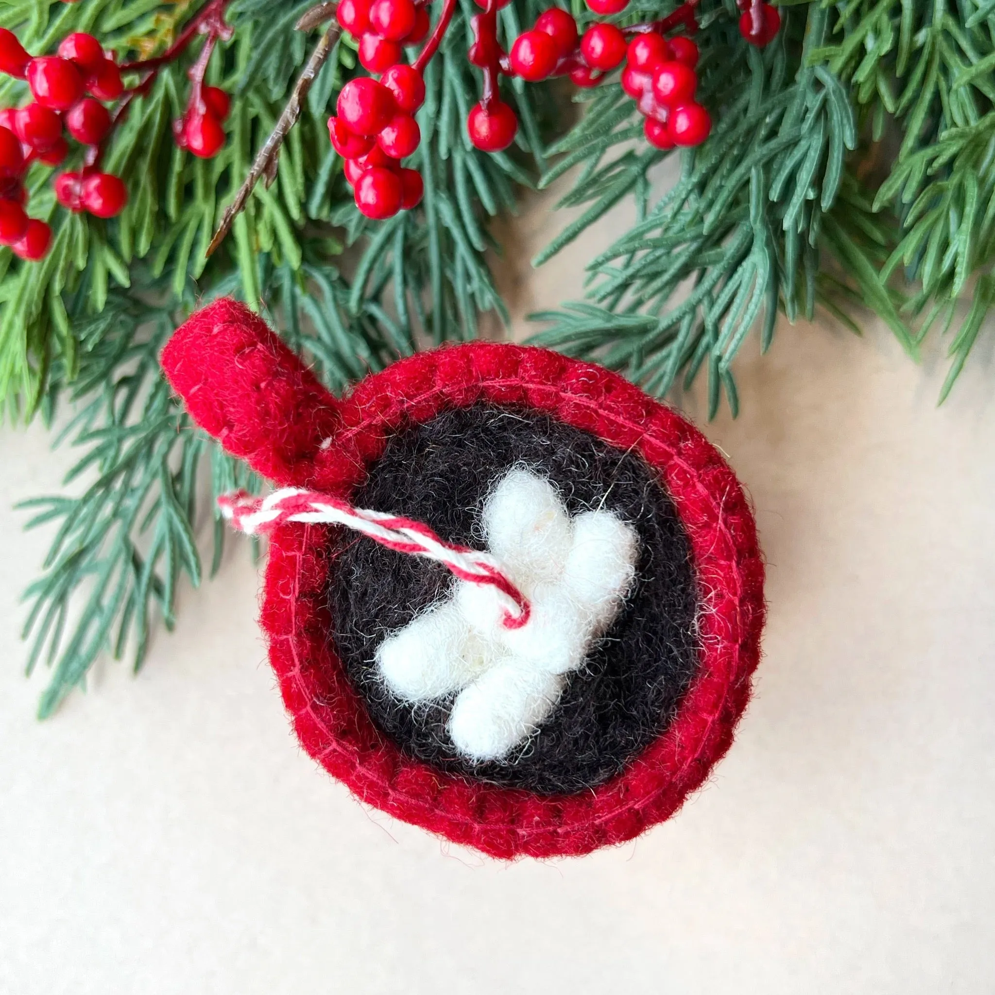 Hot Chocolate Ornament, Felt Wool