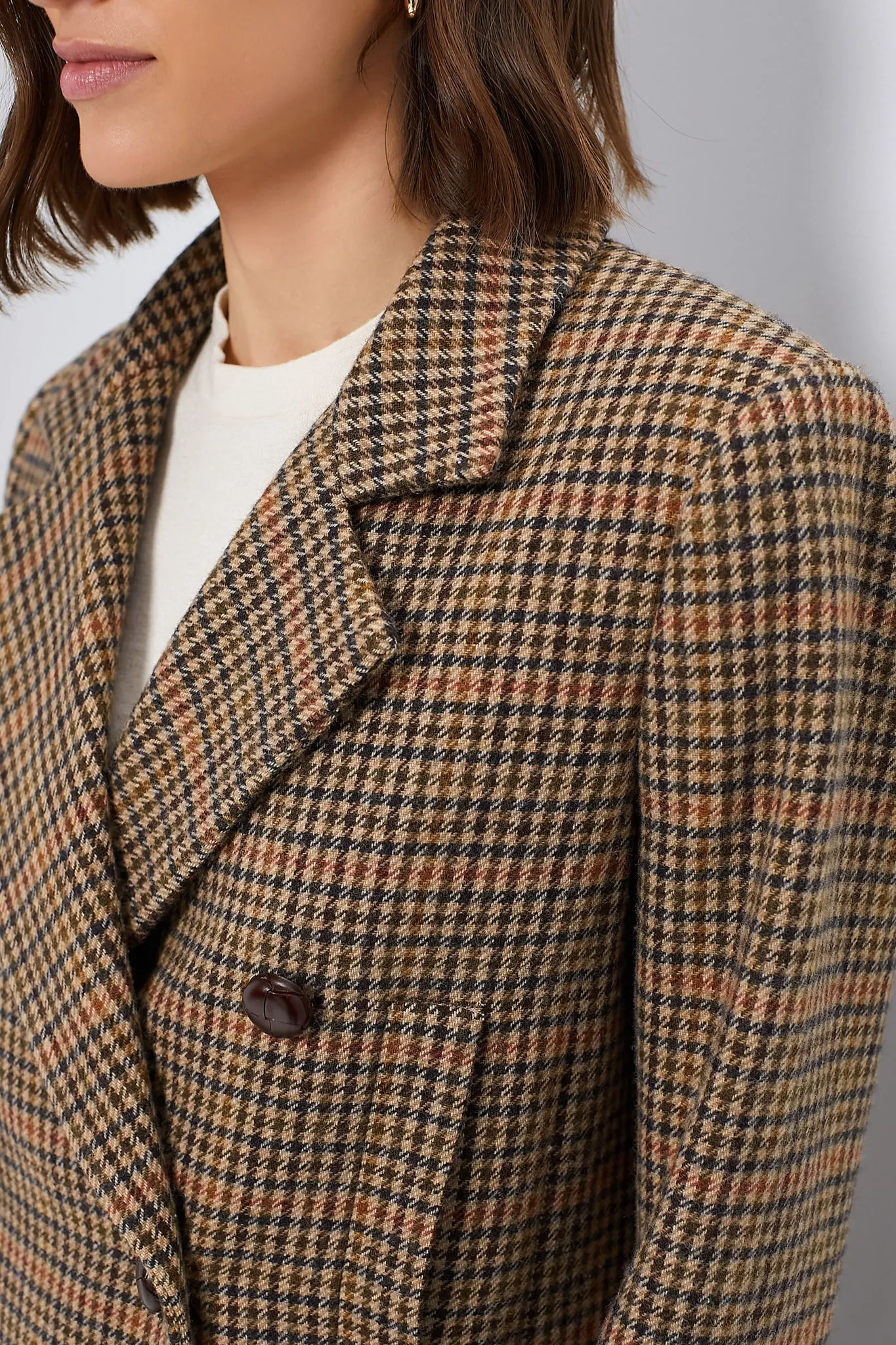 Houndstooth Wool Tweed Kensington Coat