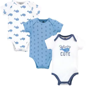 Hudson Baby Cotton Bodysuits, Blue Whale