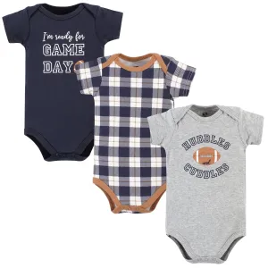 Hudson Baby Cotton Bodysuits, Football Huddles 3-Pack