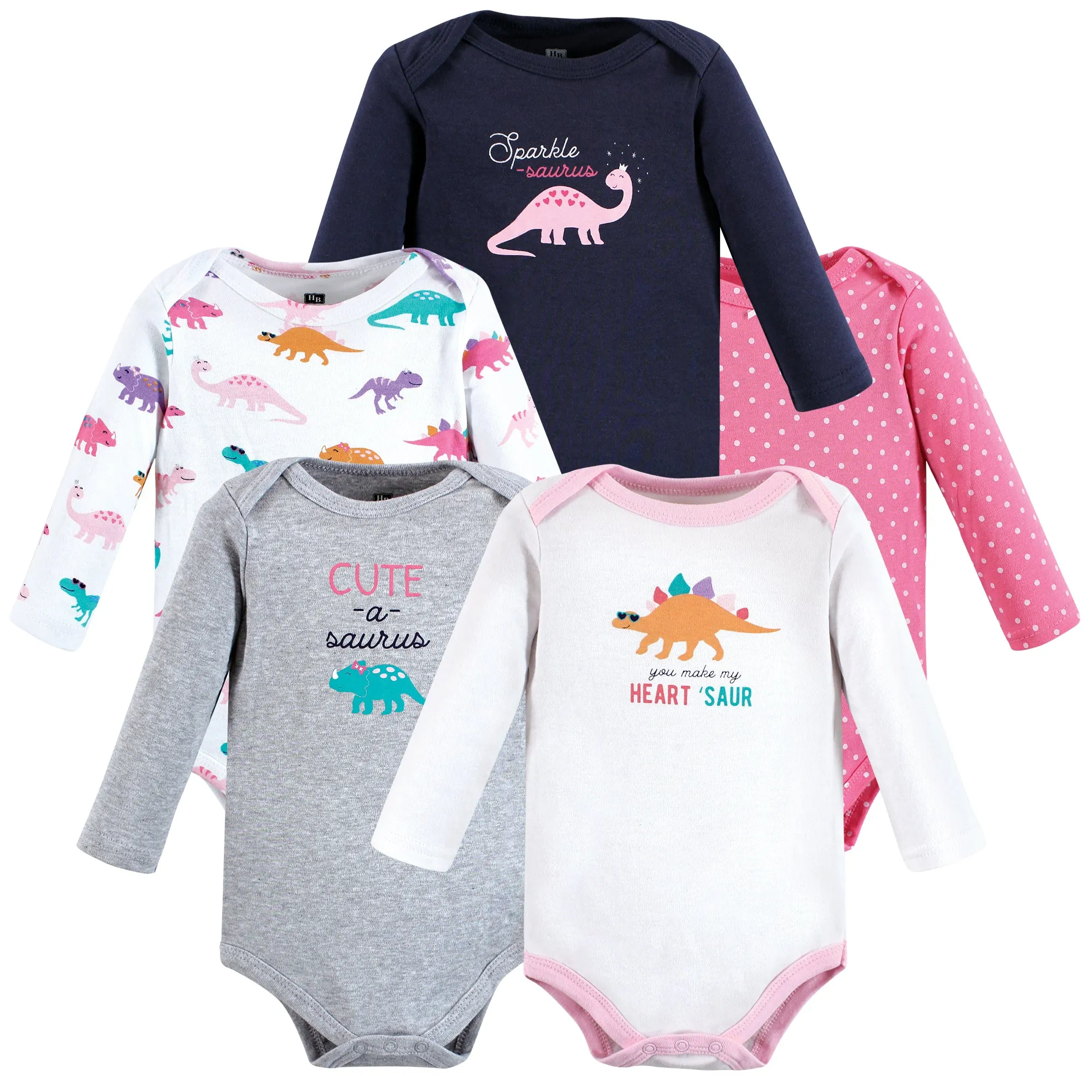 Hudson Baby Cotton Long-Sleeve Bodysuits, Cuteasaurus 5-Pack