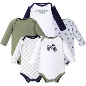 Hudson Baby Cotton Long-Sleeve Bodysuits, Dirt Bike