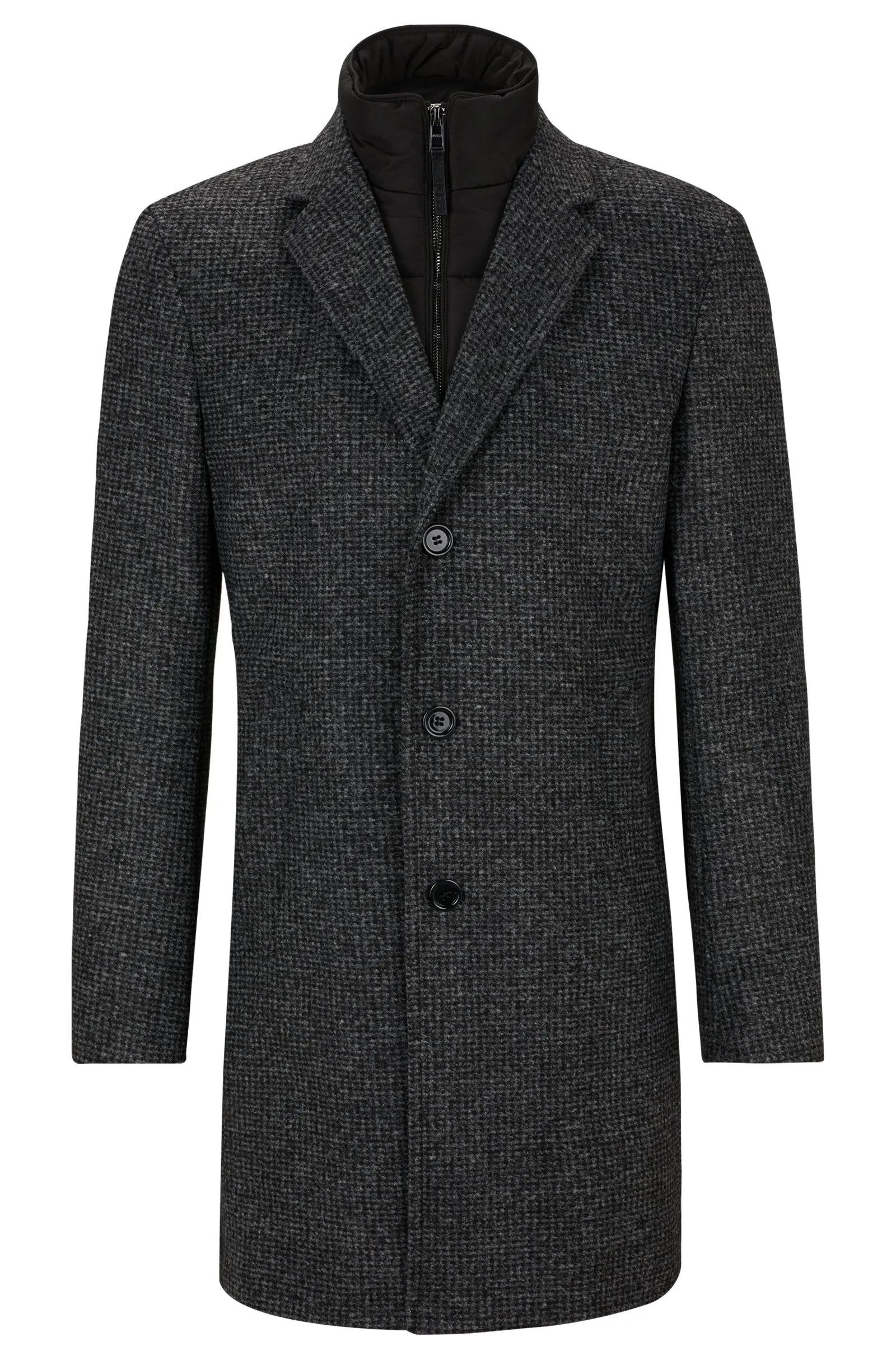 Hugo Boss 'Hyde' Slim Fit Coat in Virgin Wool and Cashmere - Black