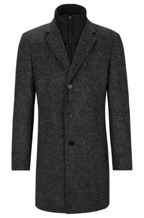 Hugo Boss 'Hyde' Slim Fit Coat in Virgin Wool and Cashmere - Black