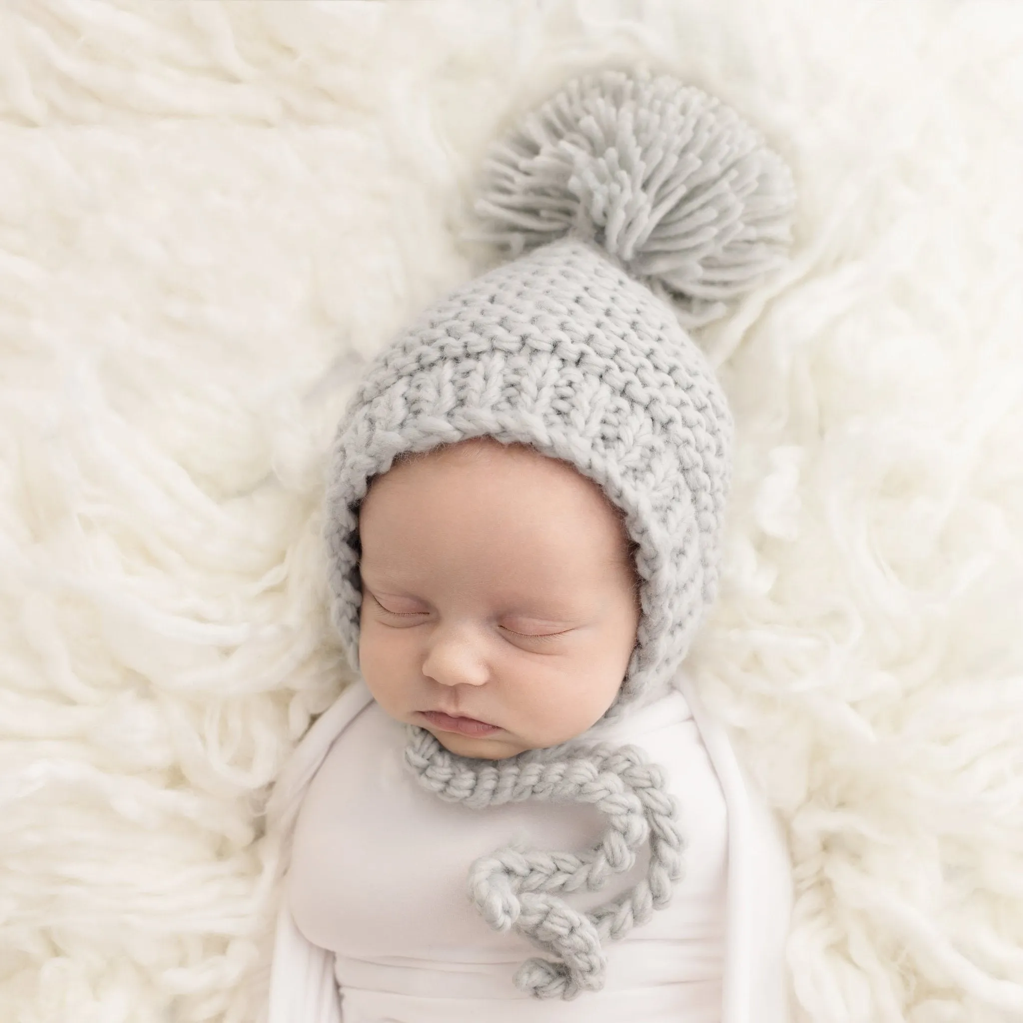 Ice Grey Garter Stitch Knit Bonnet for Babies and Toddlers