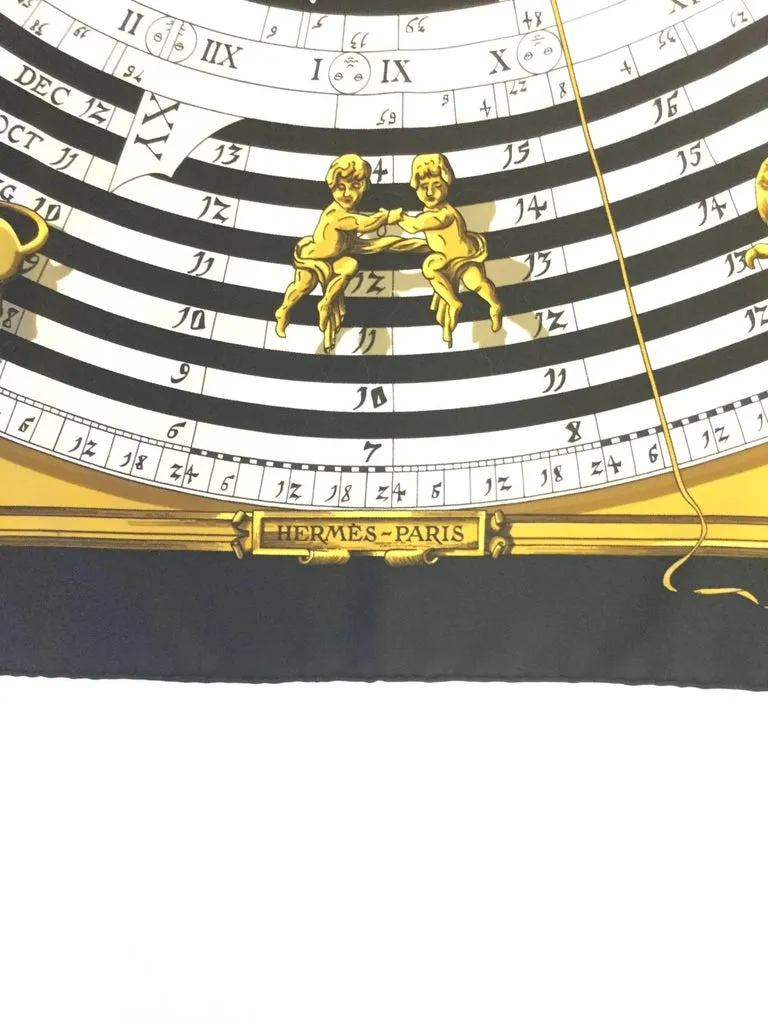 Important Hermes Astrologie Dies et Hors Silk Scarf by Francoise Faconne