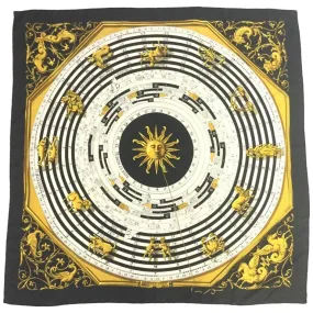 Important Hermes Astrologie Dies et Hors Silk Scarf by Francoise Faconne