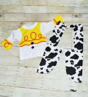 Jessie Shirt/bodysuit, Jessie shirt, jessie chaps, cow chaps, vest, Jessie Halloween costume, toy story cake smash, Jessie cake smash