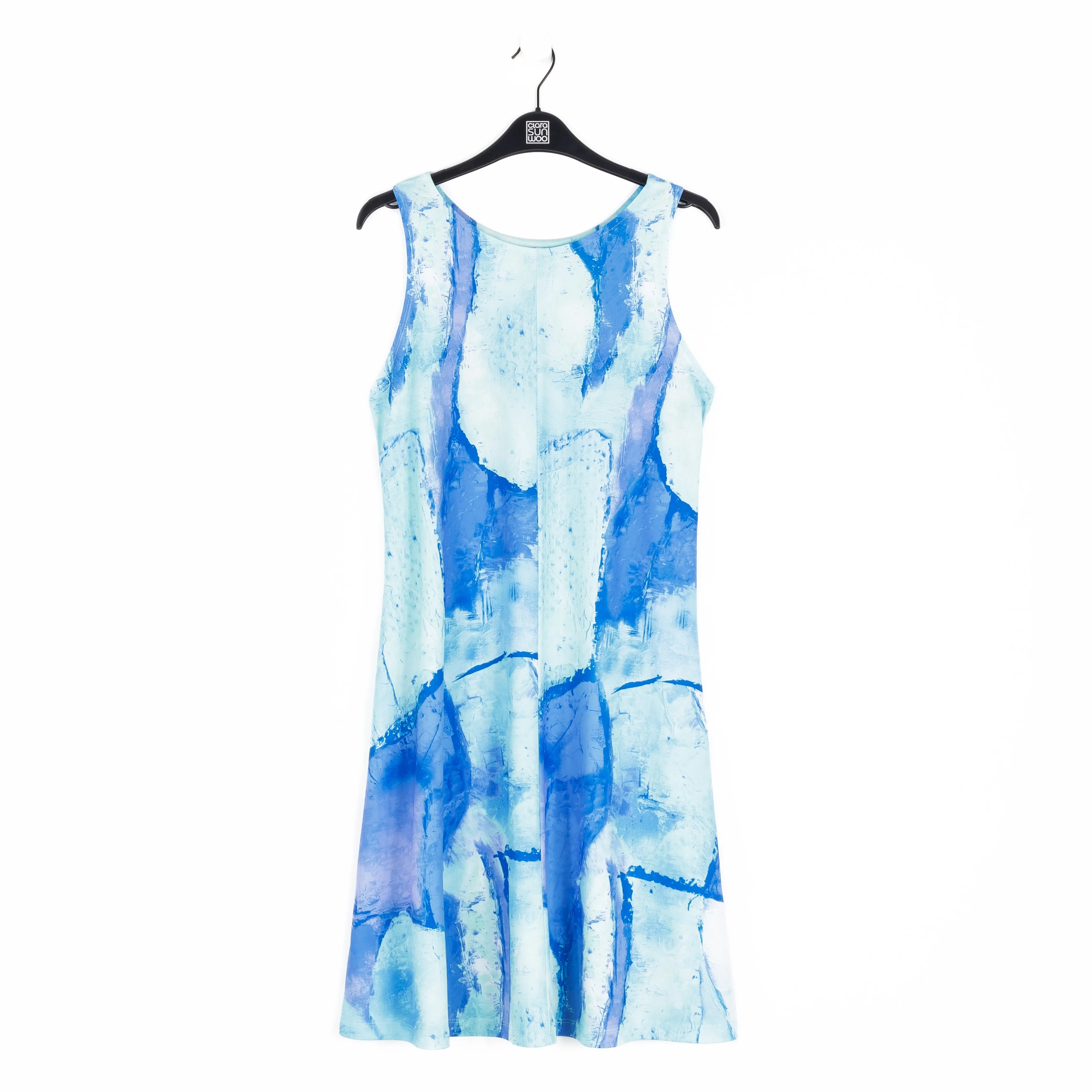 Jewel Neck Swing Dress - Water Splash