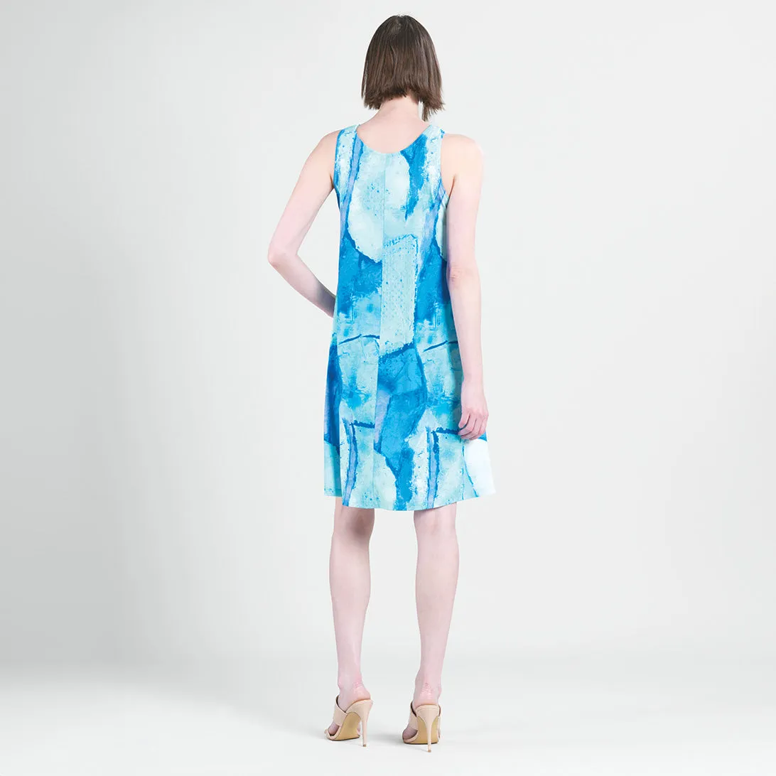 Jewel Neck Swing Dress - Water Splash