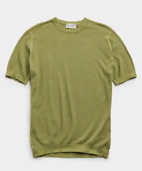 John Smedley Sea Island Cotton Pique T-shirt in Willow Green