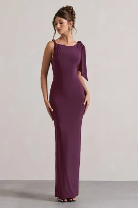 Kacey | Plum Twisted Knot Maxi Dress