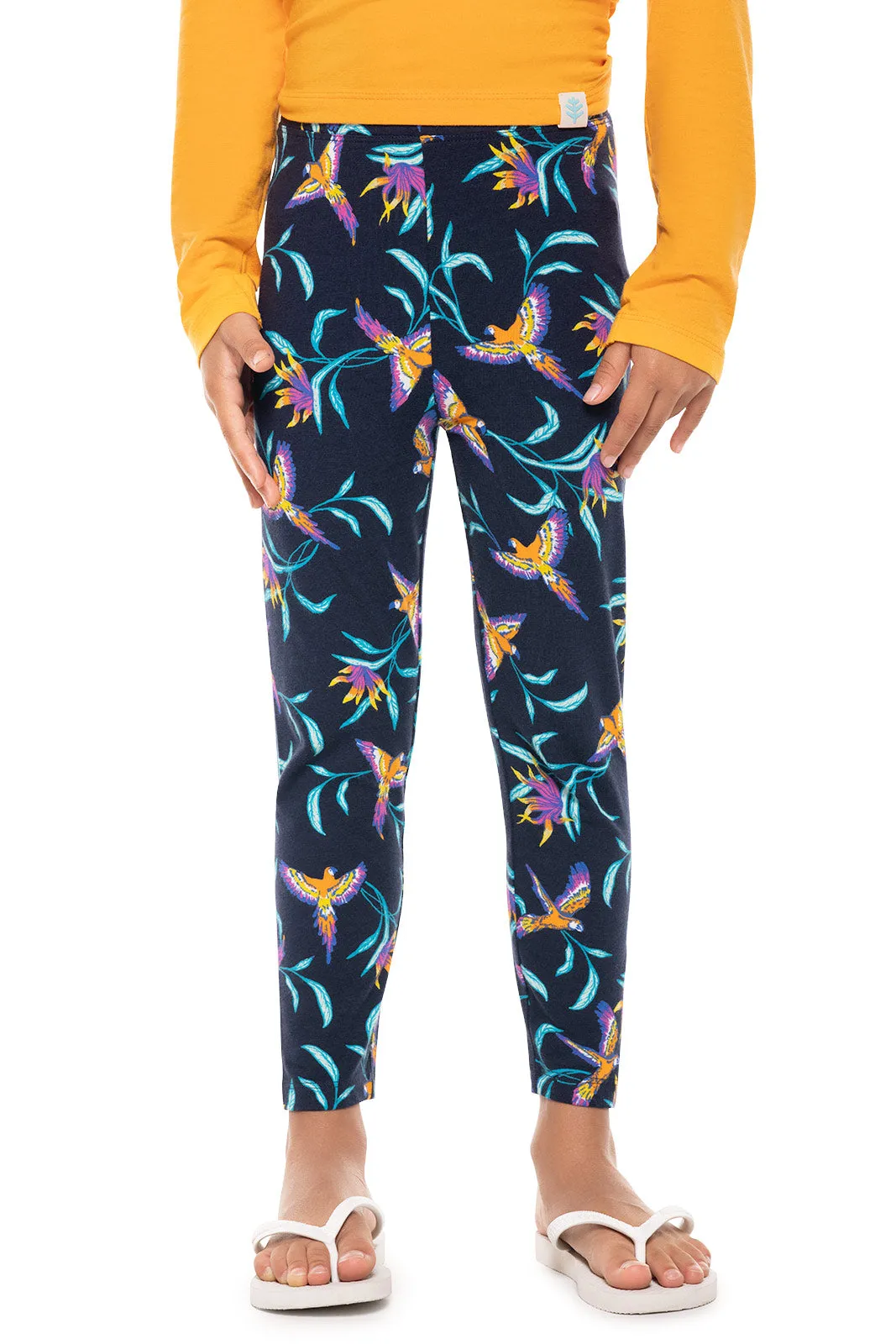 Kid's Monterey Summer Leggings  |  Navy Birds of Paradise