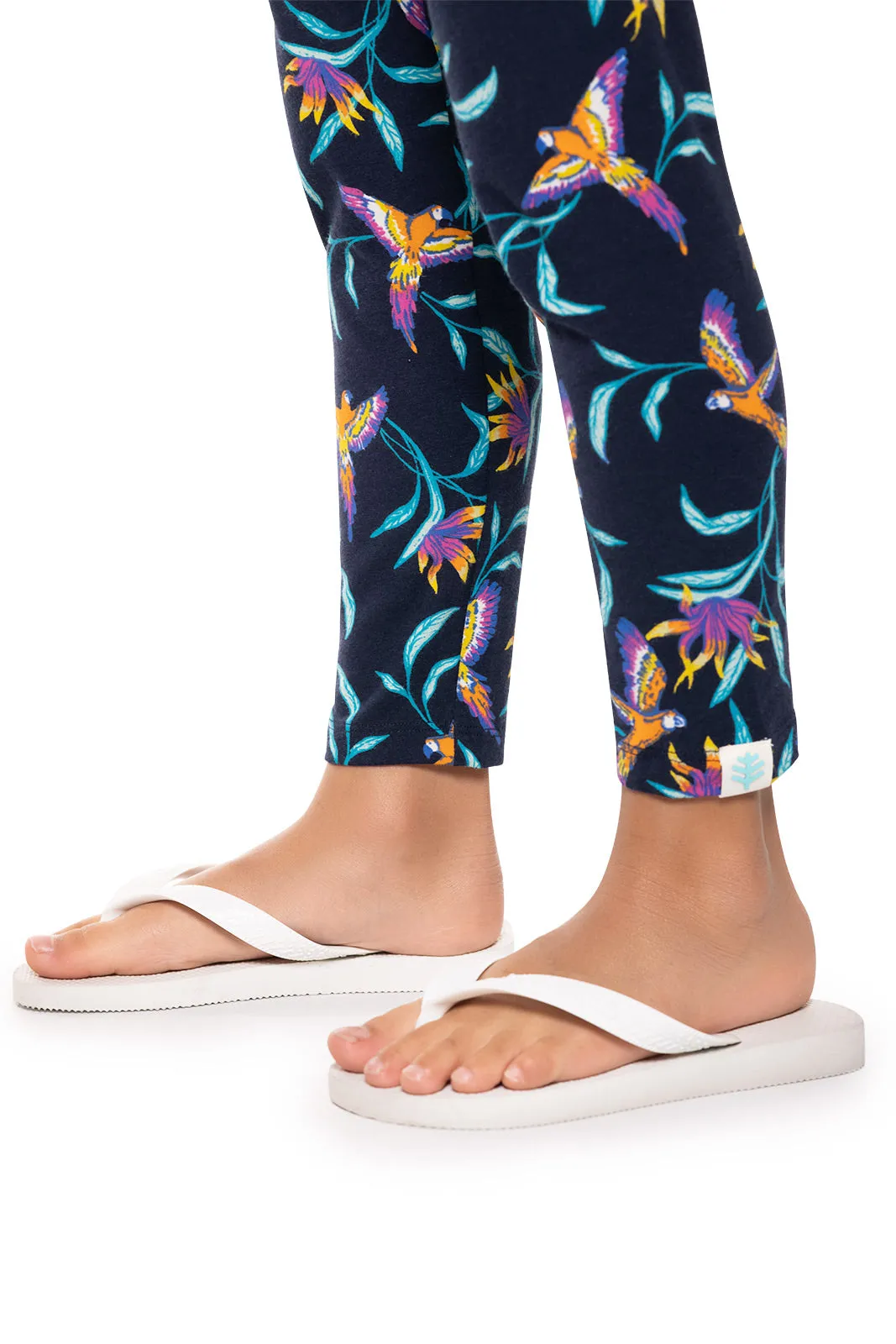 Kid's Monterey Summer Leggings  |  Navy Birds of Paradise