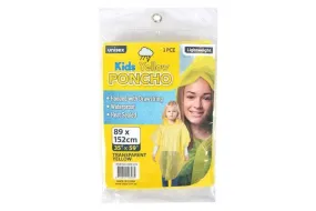 Kids Transparent Yellow Poncho 89x152cm HOM-272