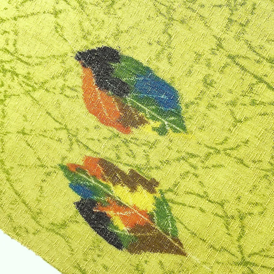 Kiwi Autumn Rainbow Leaves Print, Wool Blend Vintage Kimono Fabric By the Yard #223